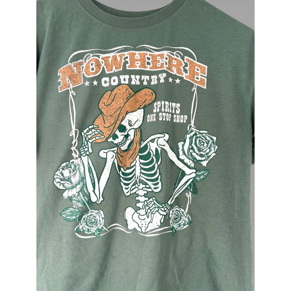 L Western country gothic "yallternative" Cowboy Tshirt Tee Top skeleton Rodeo - Picture 3 of 5